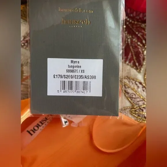 House of CB Myrna Tangerine Satin Corset Midi Dress Size XS NWT - Picture 15 of 16